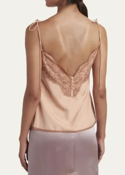 Valentino GaravaniLace-Trim Silk Cami Top