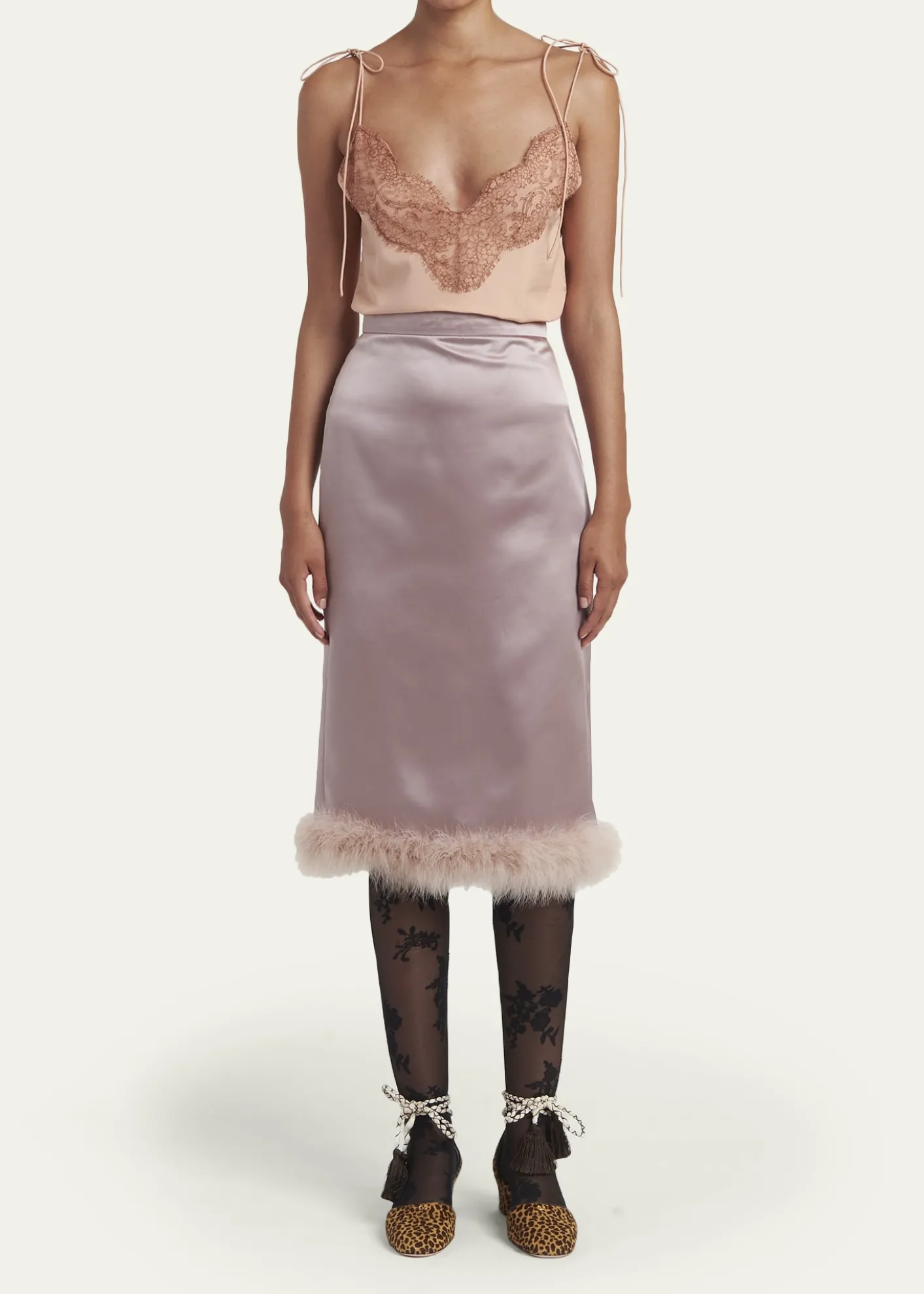 Valentino GaravaniLace-Trim Silk Cami Top