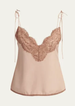 Valentino GaravaniLace-Trim Silk Cami Top