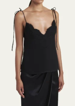 Valentino GaravaniLace-Trim Silk Cami Top