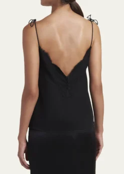 Valentino GaravaniLace-Trim Silk Cami Top