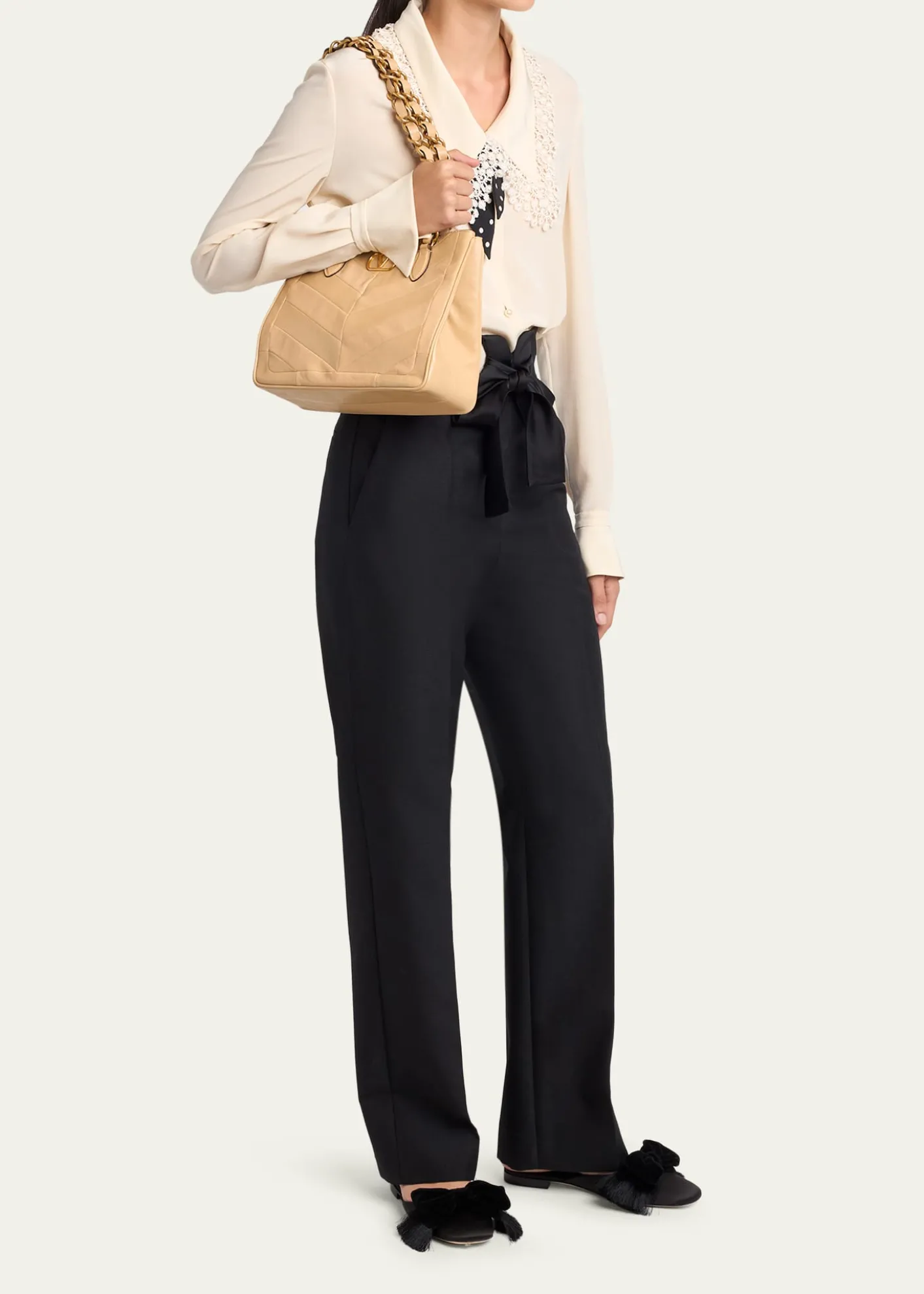 Valentino GaravaniLaseine Small Nappa Leather Shopping Bag