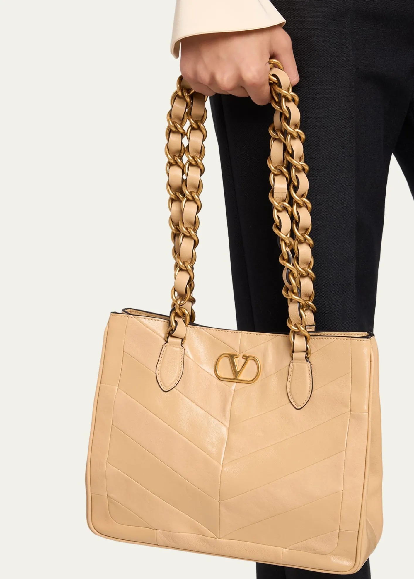 Valentino GaravaniLaseine Small Nappa Leather Shopping Bag