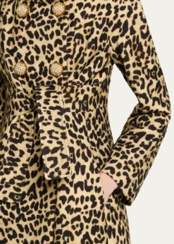 Valentino GaravaniLeopard-Print Wool Double-Breasted Long Coat