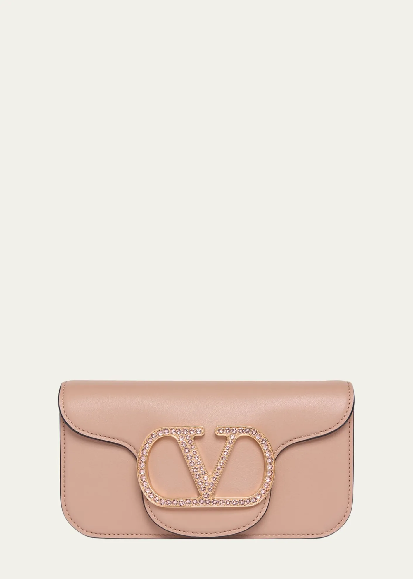 Valentino GaravaniLoco Crystal VLogo Leather Shoulder Bag