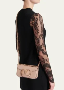 Valentino GaravaniLoco Crystal VLogo Leather Shoulder Bag