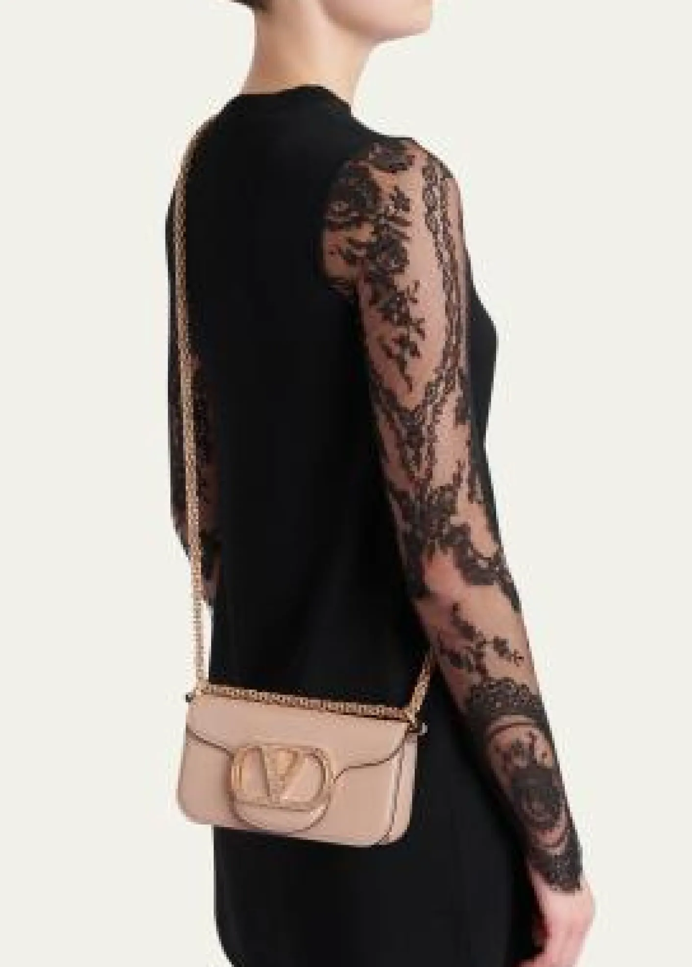Valentino GaravaniLoco Crystal VLogo Leather Shoulder Bag