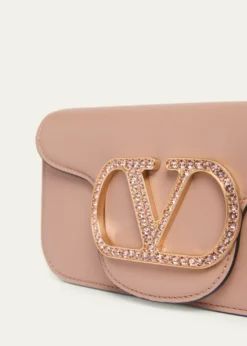 Valentino GaravaniLoco Crystal VLogo Leather Shoulder Bag