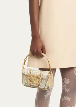 Valentino GaravaniLoco Sequin-Embroidered Moire Top-Handle Bag