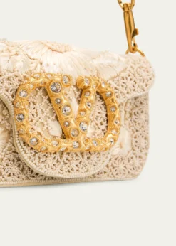 Valentino GaravaniLoco Small Beaded Embroidered Moire Top-Handle Bag