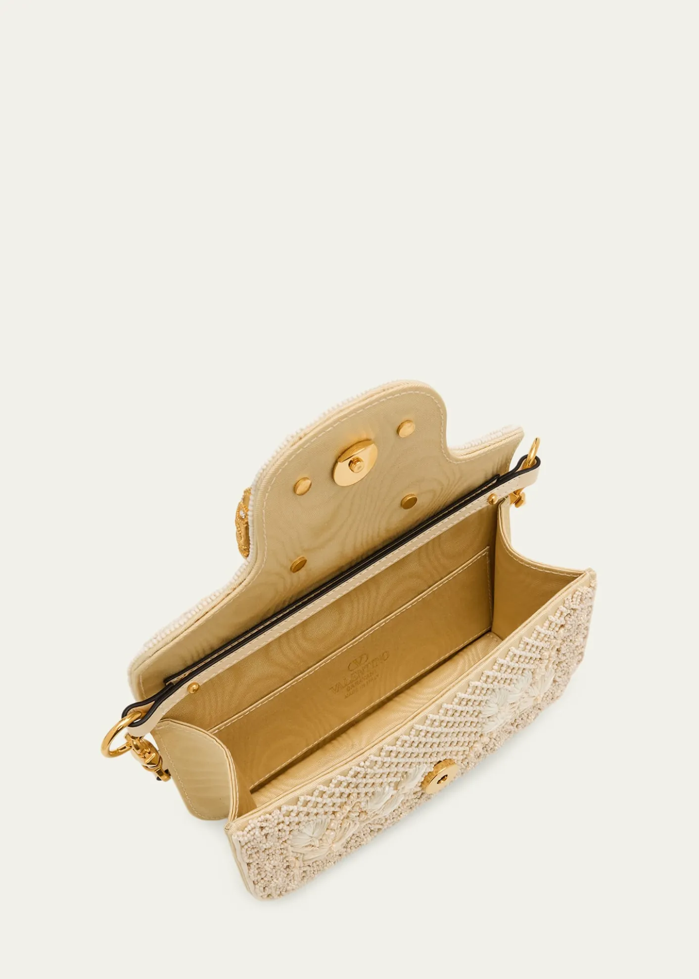 Valentino GaravaniLoco Small Beaded Embroidered Moire Top-Handle Bag
