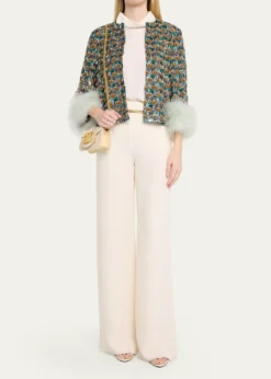 Valentino GaravaniLoco Small Beaded Embroidered Moire Top-Handle Bag