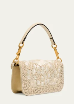 Valentino GaravaniLoco Small Beaded Embroidered Moire Top-Handle Bag
