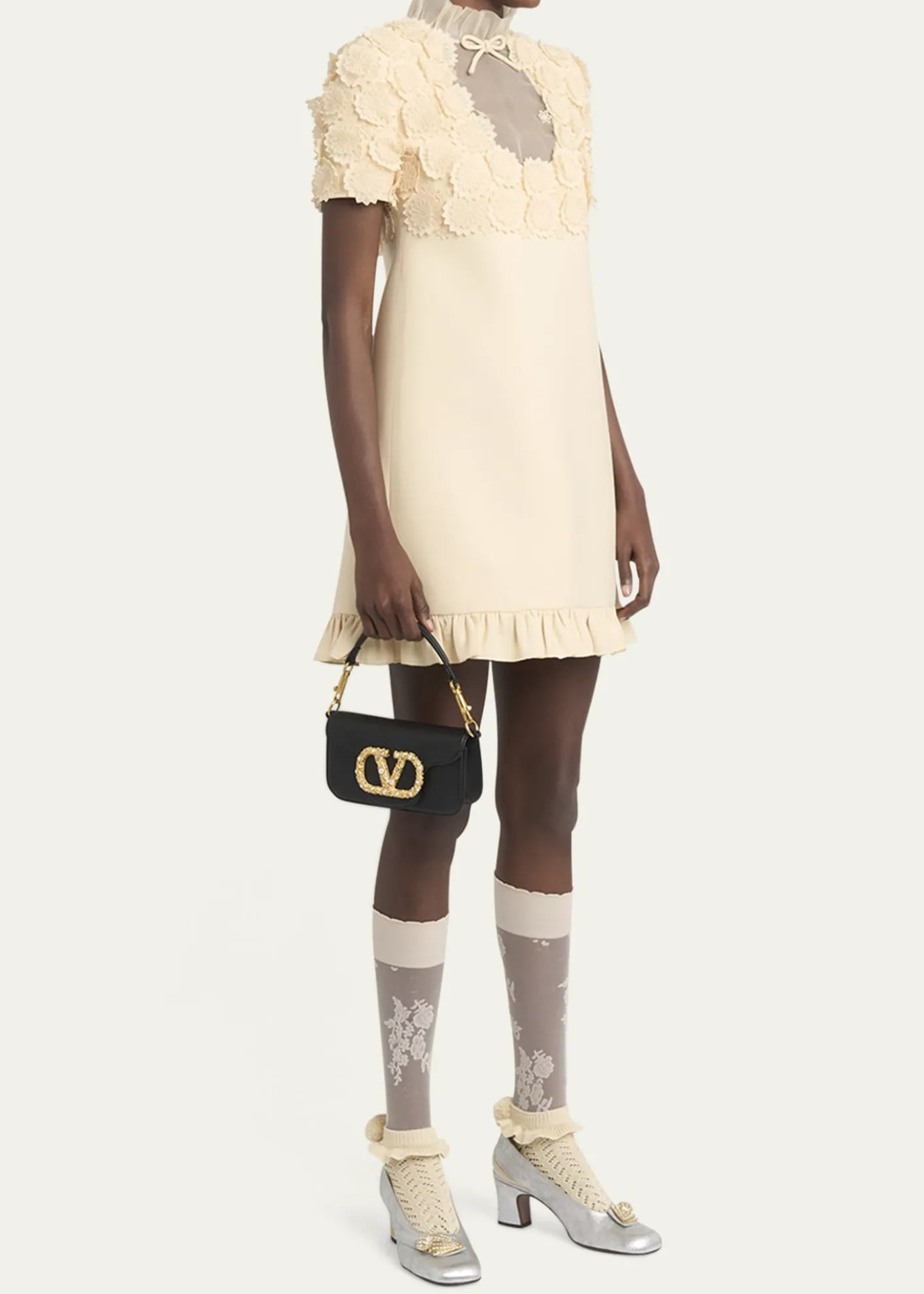 Valentino GaravaniLoco Studded VLOGO Small Leather Shoulder Bag