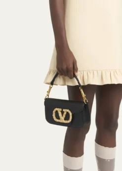 Valentino GaravaniLoco Studded VLOGO Small Leather Shoulder Bag