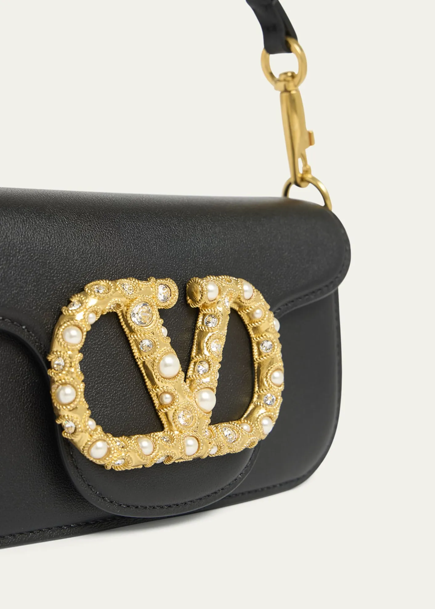 Valentino GaravaniLoco Studded VLOGO Small Leather Shoulder Bag