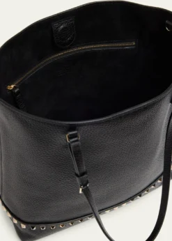 Valentino GaravaniMedium Rockstud Grain Leather Tote Bag