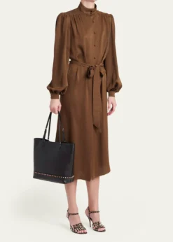 Valentino GaravaniMedium Rockstud Grain Leather Tote Bag
