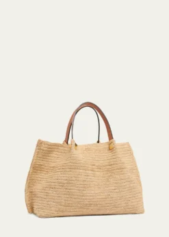 Valentino GaravaniMedium Viscose Raffia Rockstud Tote Bag