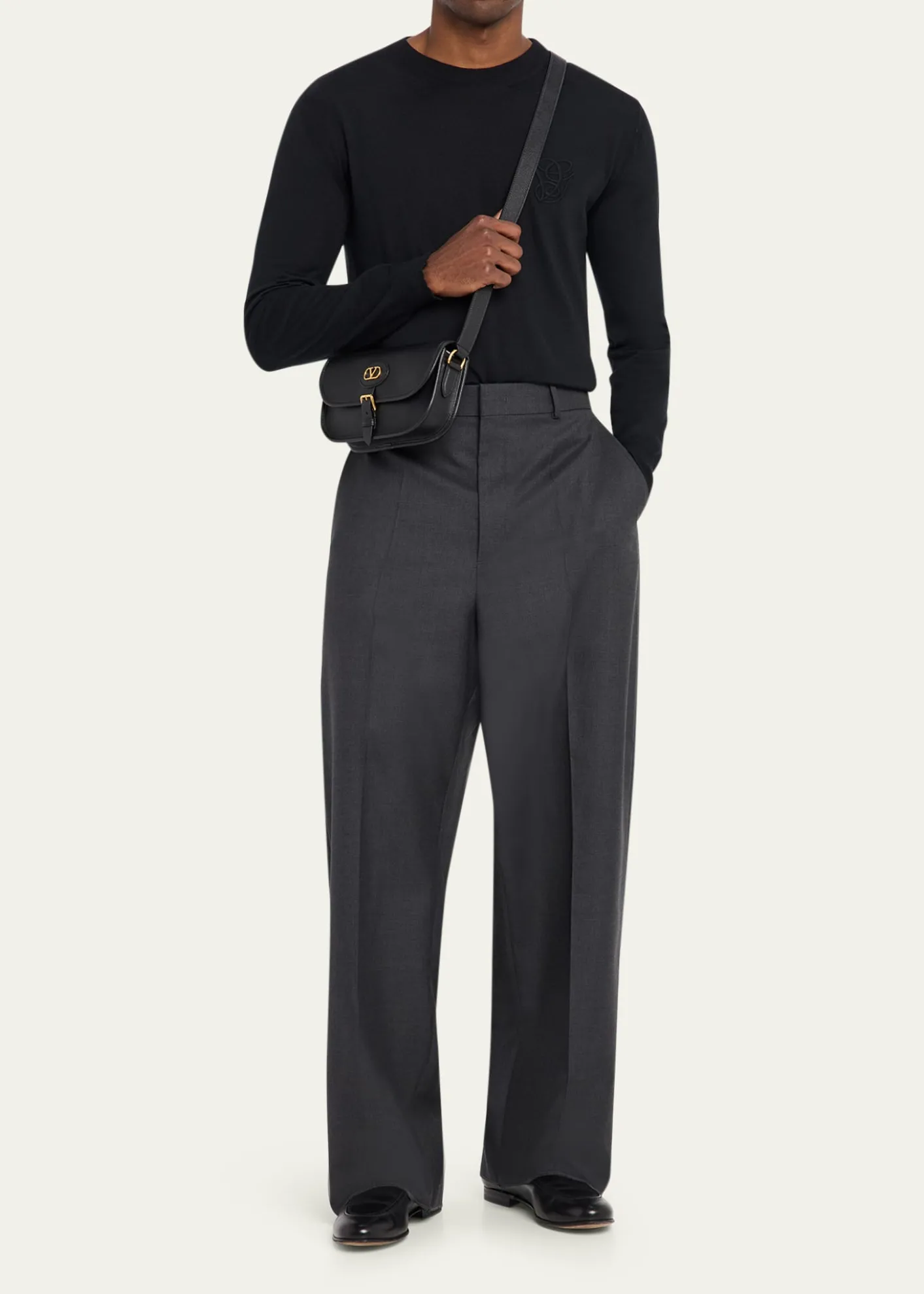 Valentino GaravaniMen's Antibes Small Leather Crossbody Bag