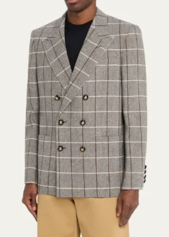 Valentino GaravaniMen's Check-Print Melange Wool Jacket