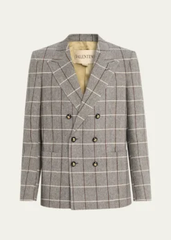 Valentino GaravaniMen's Check-Print Melange Wool Jacket