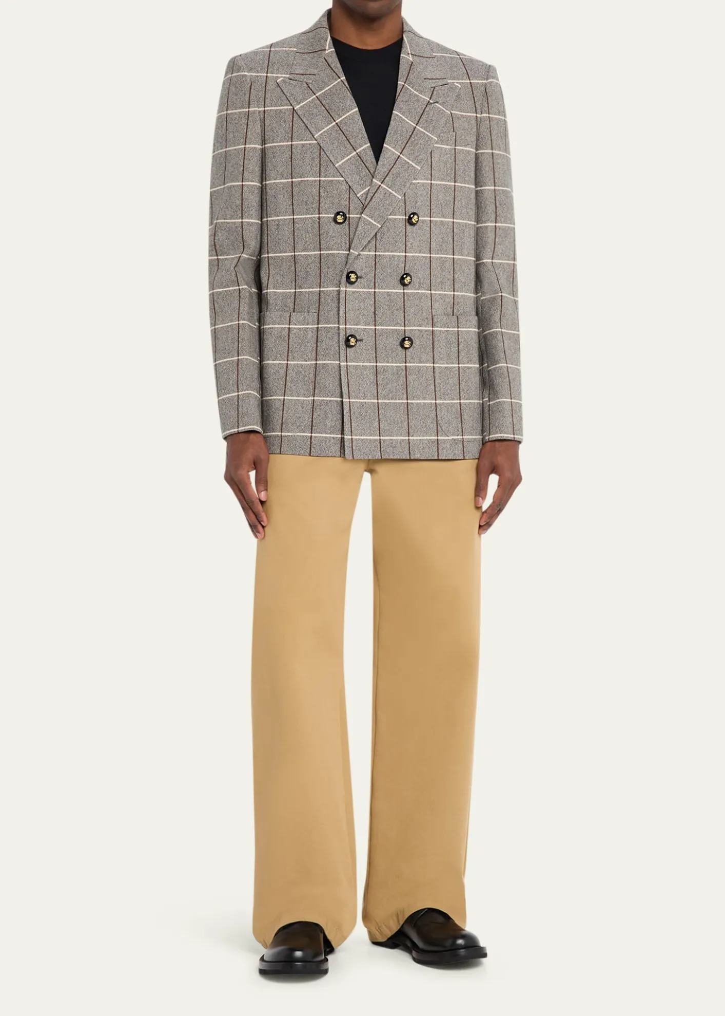 Valentino GaravaniMen's Check-Print Melange Wool Jacket