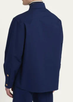 Valentino GaravaniMen's Cotton Gabardine Shirt Jacket with VGold
