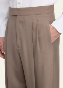 Valentino GaravaniMen's Double-Pleated Wool Trousers