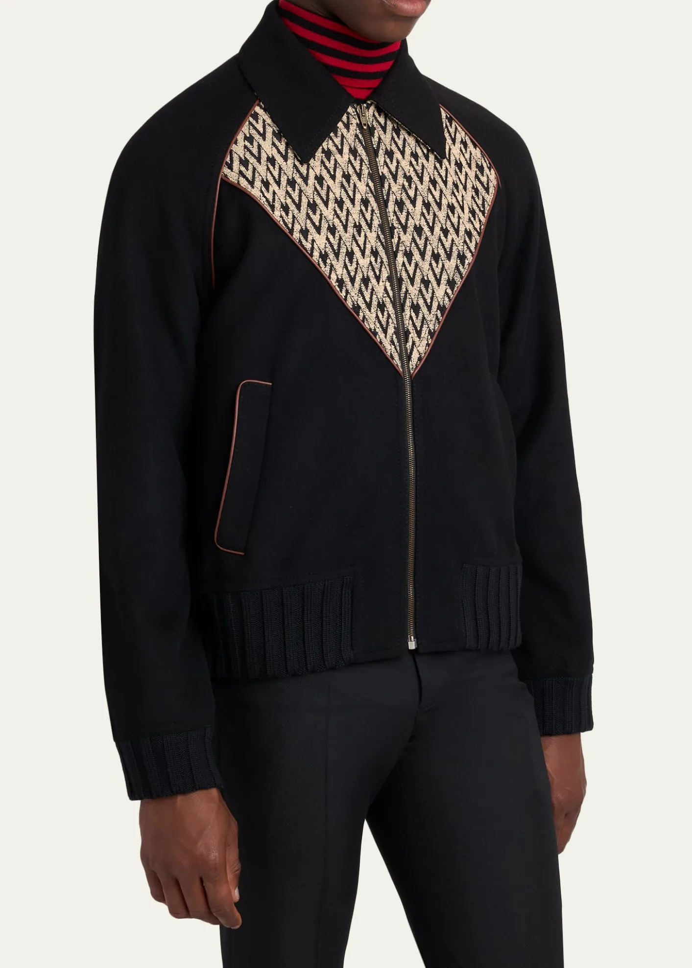 Valentino GaravaniMen's Jacquard Wool-Cashmere Bomber Jacket
