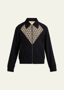 Valentino GaravaniMen's Jacquard Wool-Cashmere Bomber Jacket