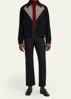 Valentino GaravaniMen's Jacquard Wool-Cashmere Bomber Jacket