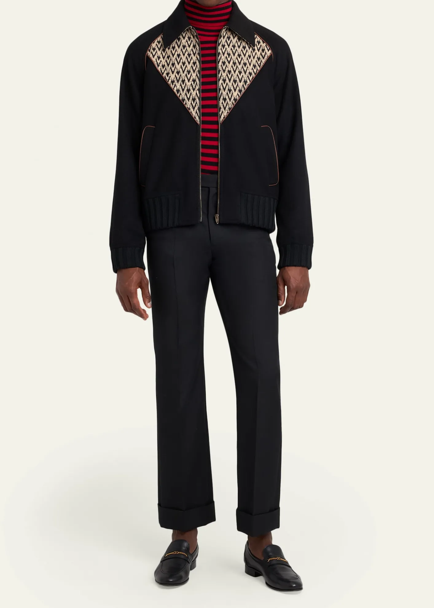 Valentino GaravaniMen's Jacquard Wool-Cashmere Bomber Jacket