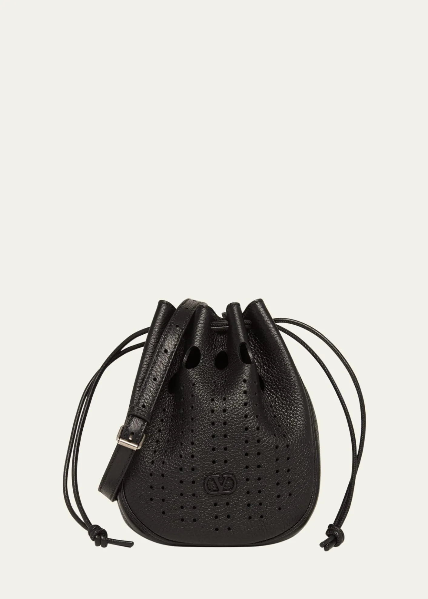 Valentino GaravaniMen's Medium Drawstring Shoulder Bag in Grained Leather