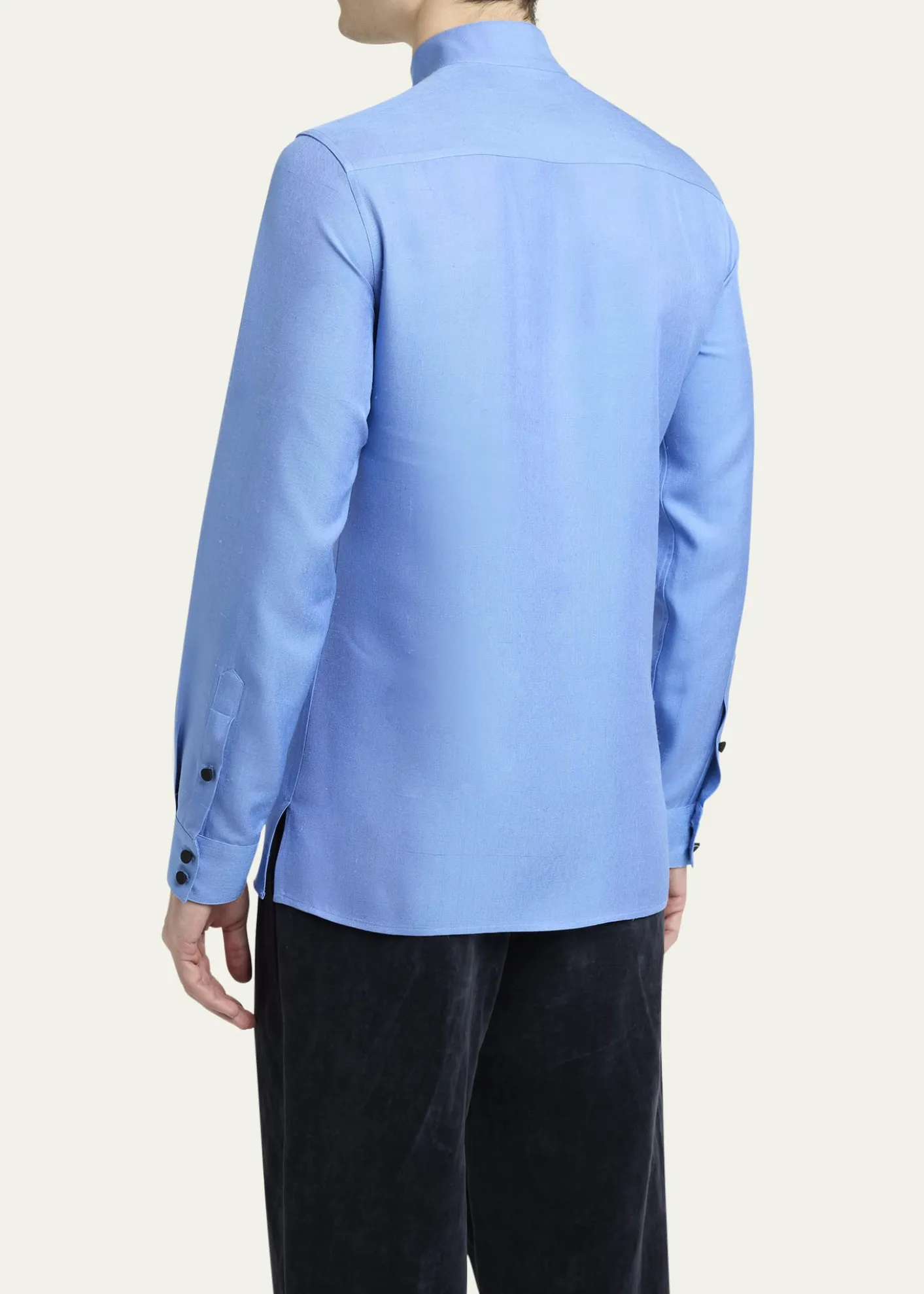 Valentino GaravaniMen's Silk Shantung Toggle Band-Collar Sport Shirt