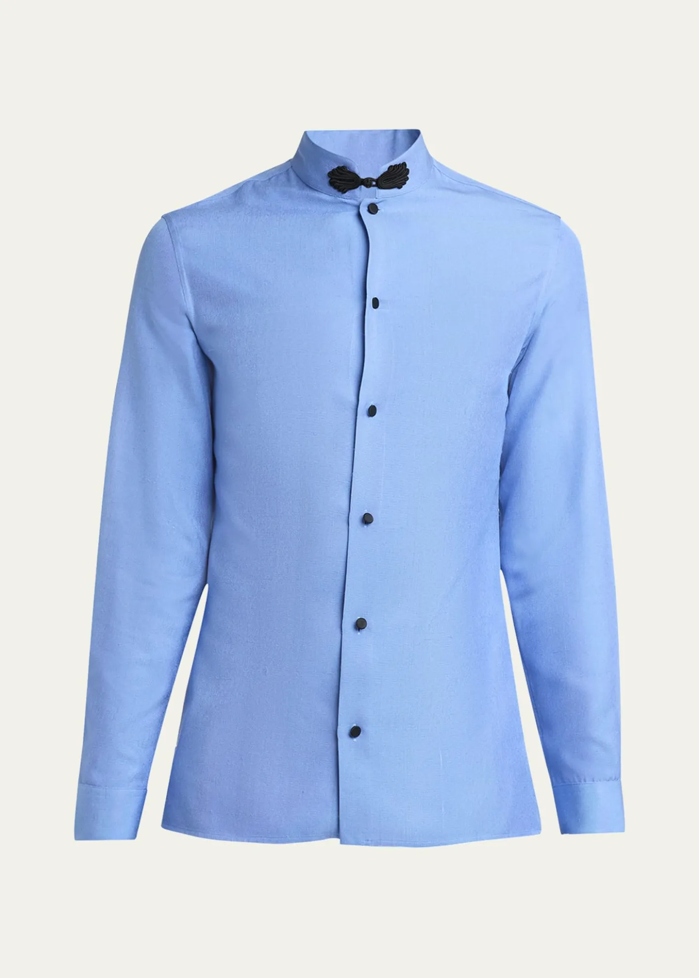 Valentino GaravaniMen's Silk Shantung Toggle Band-Collar Sport Shirt