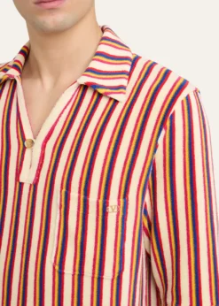 Valentino GaravaniMen's Striped Toweling Camp Shirt
