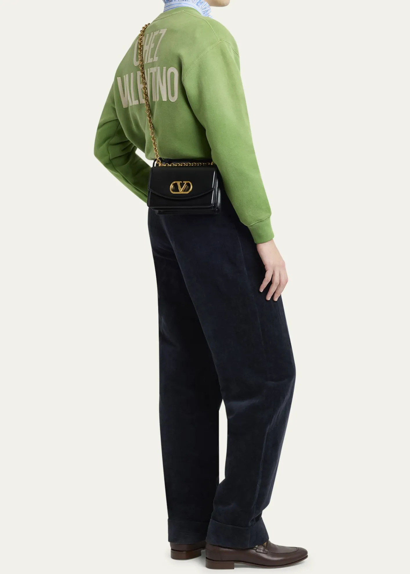 Valentino GaravaniMen's Vain VLogo Leather Shoulder Bag