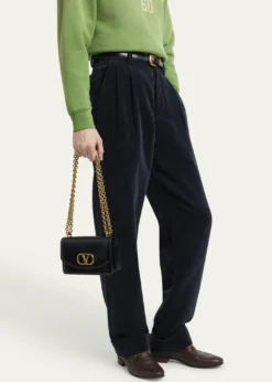 Valentino GaravaniMen's Vain VLogo Leather Shoulder Bag
