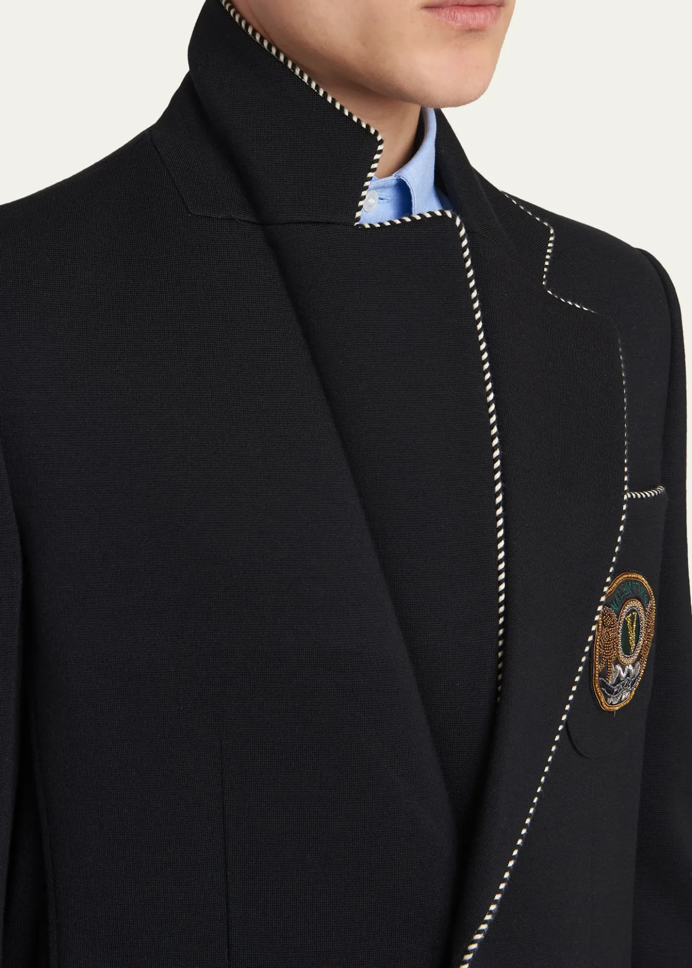 Valentino GaravaniMen's Valentino Single Breasted Wool Jacket with Logo Patch