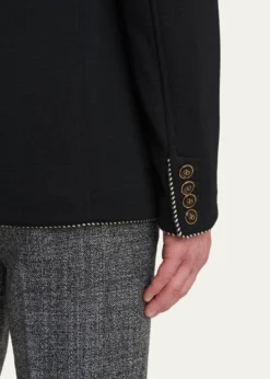 Valentino GaravaniMen's Valentino Single Breasted Wool Jacket with Logo Patch
