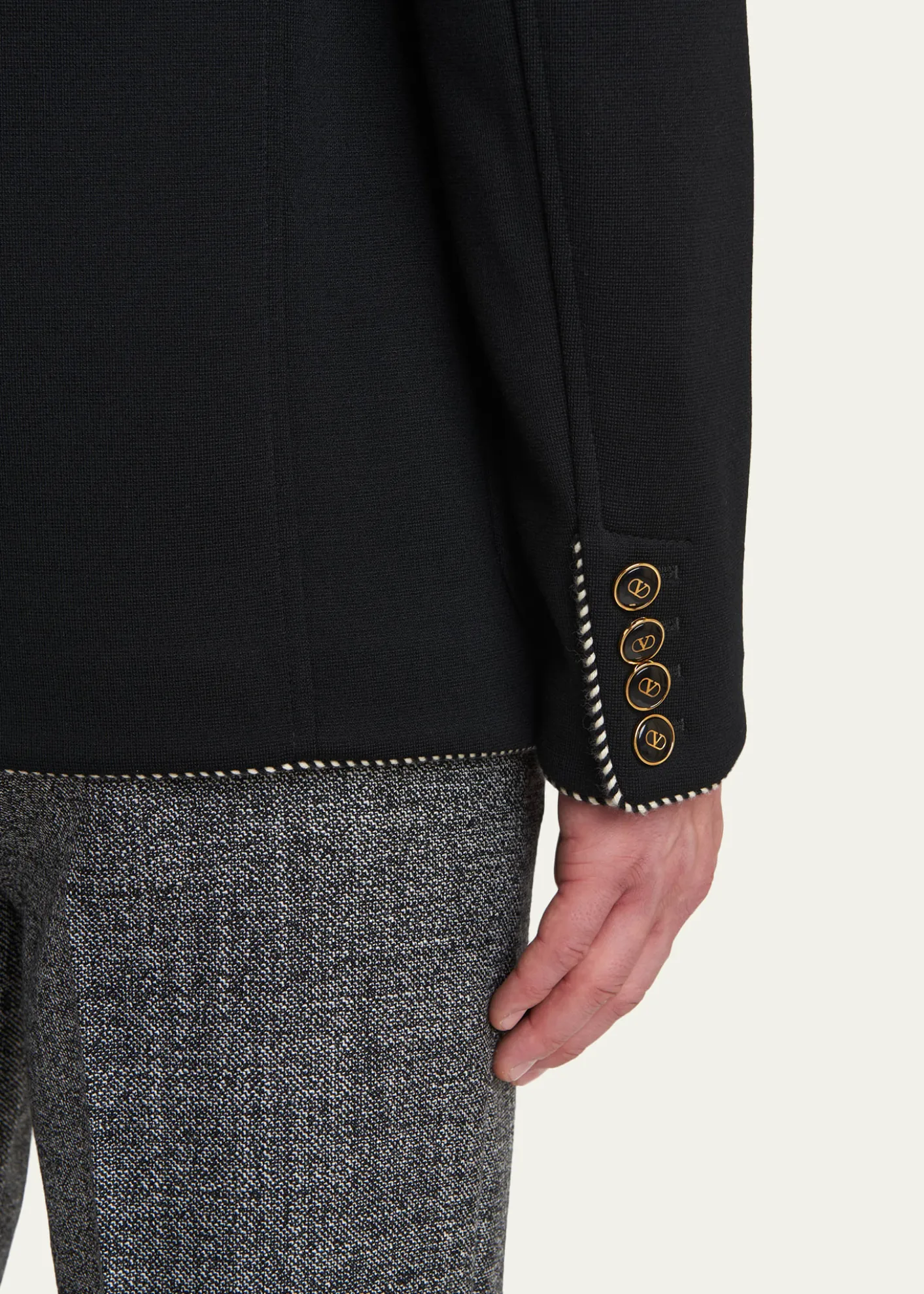 Valentino GaravaniMen's Valentino Single Breasted Wool Jacket with Logo Patch