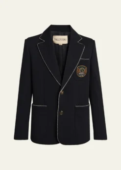 Valentino GaravaniMen's Valentino Single Breasted Wool Jacket with Logo Patch