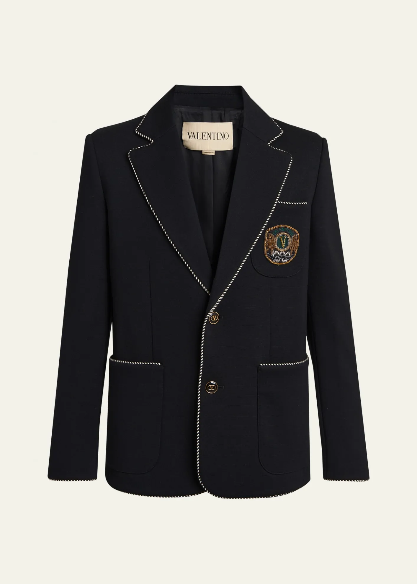 Valentino GaravaniMen's Valentino Single Breasted Wool Jacket with Logo Patch
