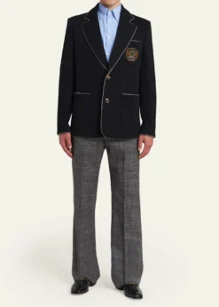 Valentino GaravaniMen's Valentino Single Breasted Wool Jacket with Logo Patch