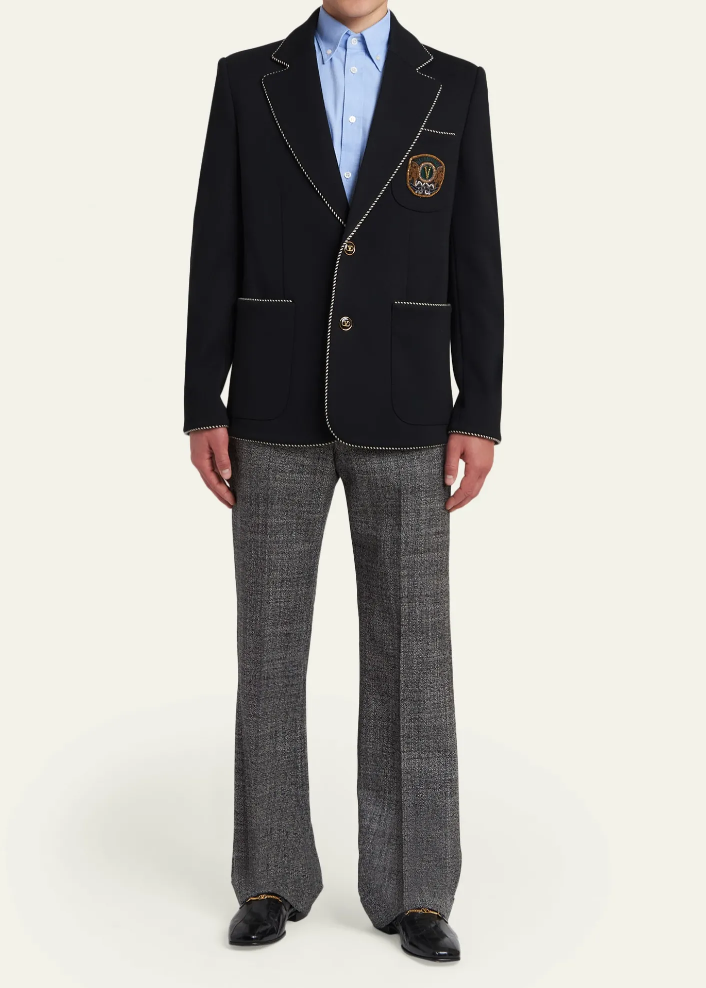 Valentino GaravaniMen's Valentino Single Breasted Wool Jacket with Logo Patch