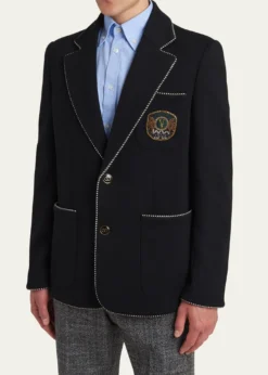 Valentino GaravaniMen's Valentino Single Breasted Wool Jacket with Logo Patch