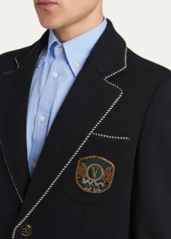 Valentino GaravaniMen's Valentino Single Breasted Wool Jacket with Logo Patch