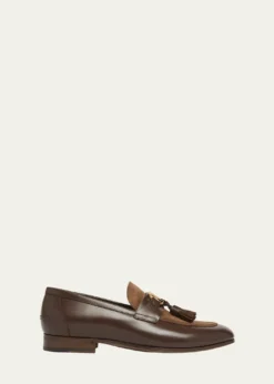 Valentino GaravaniMen's Vaniteux VLogo Leather & Suede Tassel Loafers