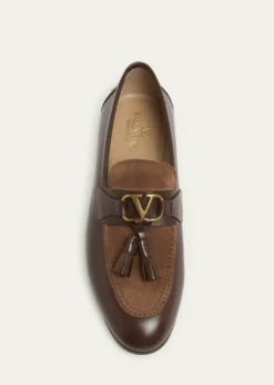 Valentino GaravaniMen's Vaniteux VLogo Leather & Suede Tassel Loafers